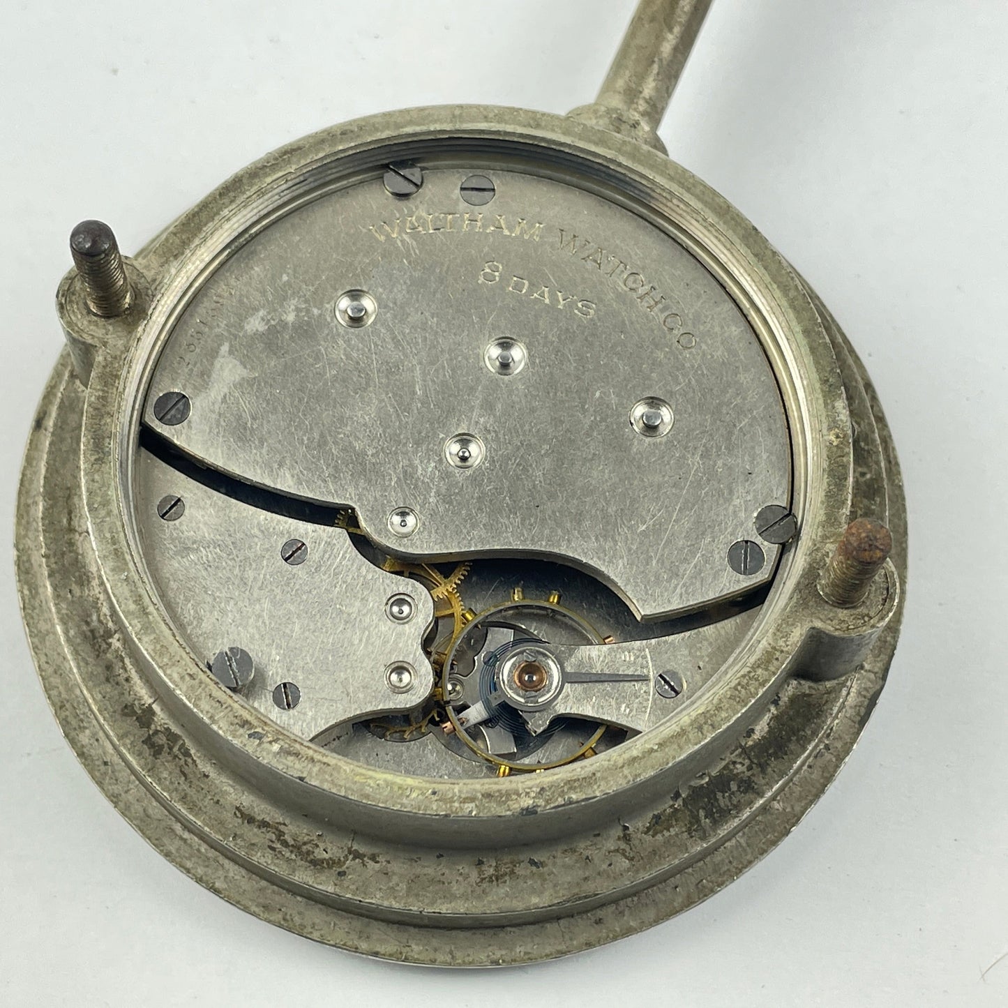 Lot 45- Waltham 8-Day Black Dial Early Automobile Clock