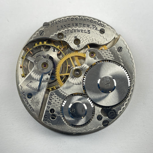 Lot 52- Hamilton 16 Size 974 Nickel 17 Jewel Pocket Watch Movement