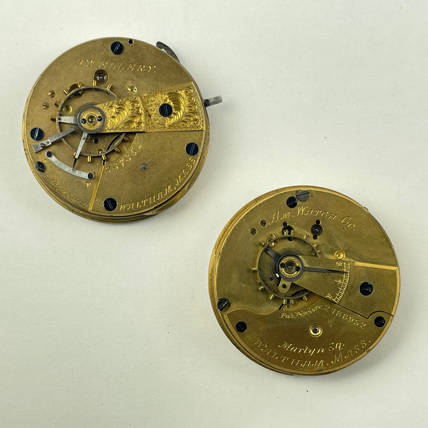 Lot 54- Waltham 18 Size Hunting Gilt Pocket Watch Movements