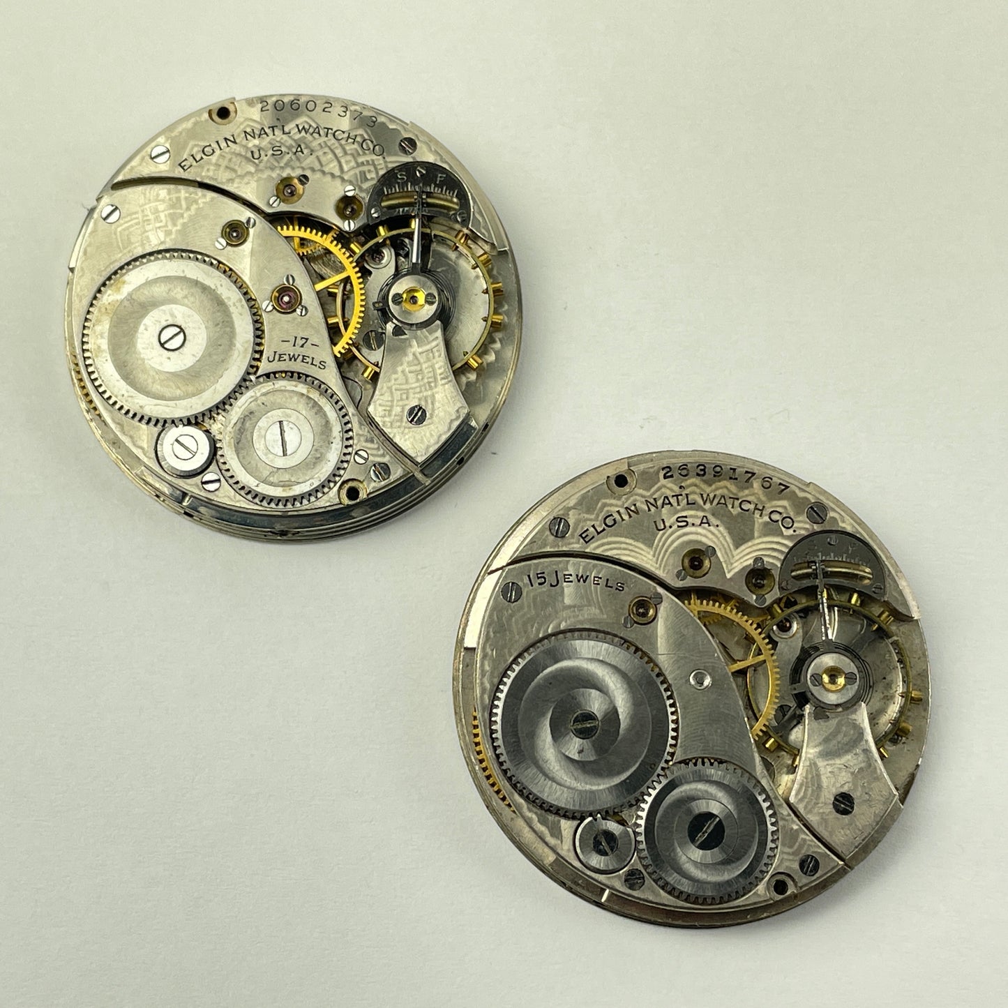 Lot 95- Elgin 12 Size 15 & 17 Jewel Pocket Watch Movements