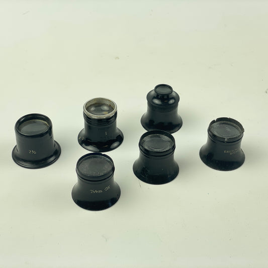 Lot 114- Watchmaker’s Selection of Six Black Eye Loupes