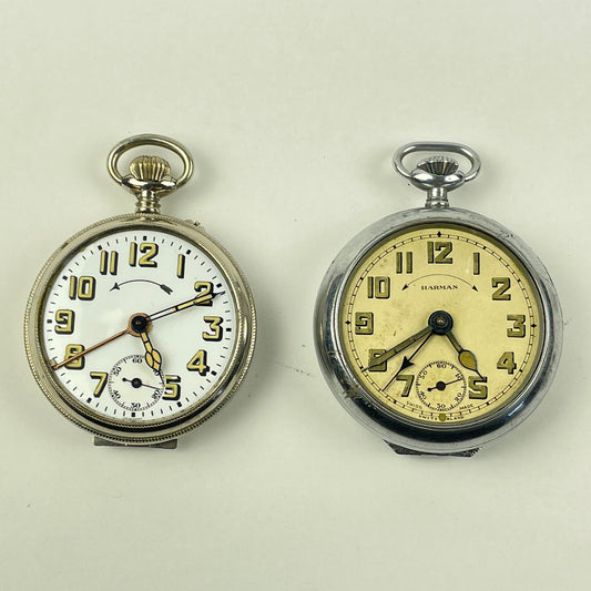 Lot 96- Swiss Pair of Travel Alarm Pocket Watches