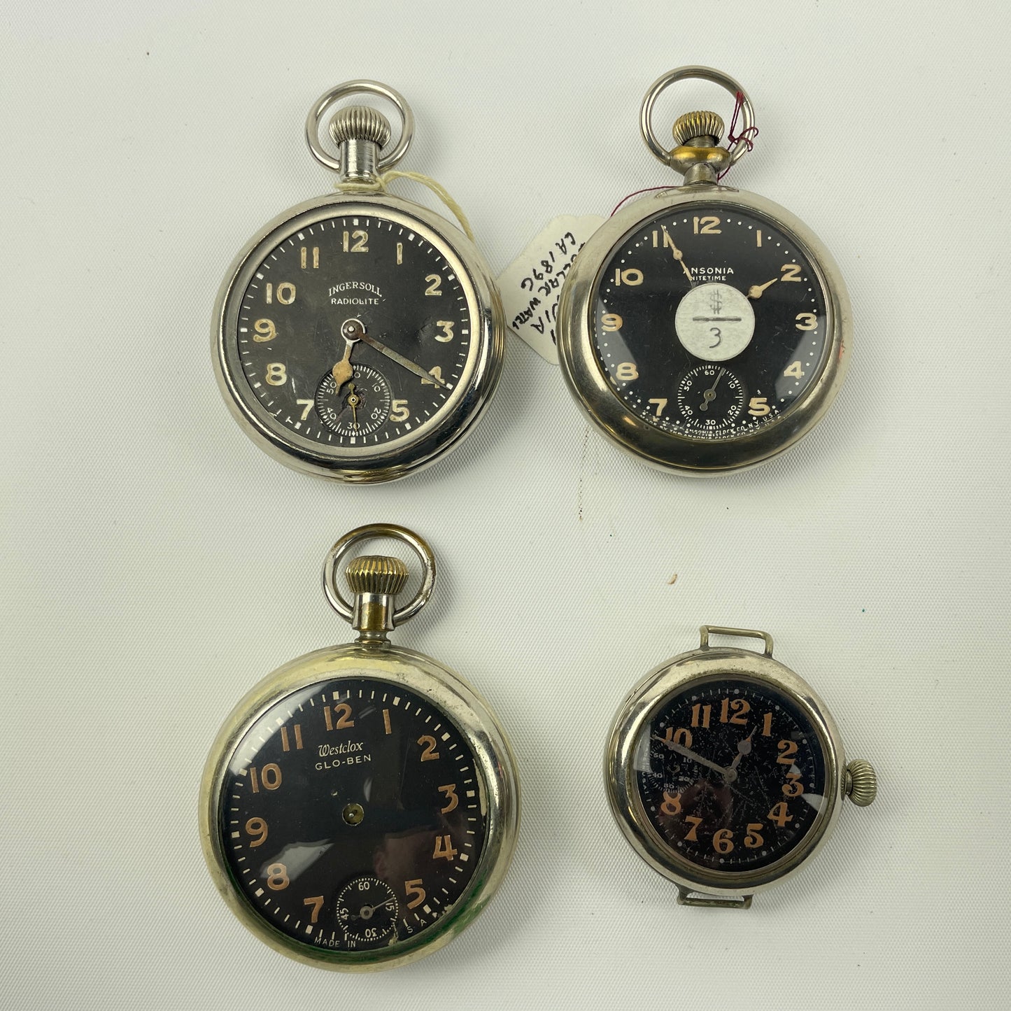 Lot 98- Ingersoll, Ansonia & Westclox “BLACK DIAL” Pocket Watches