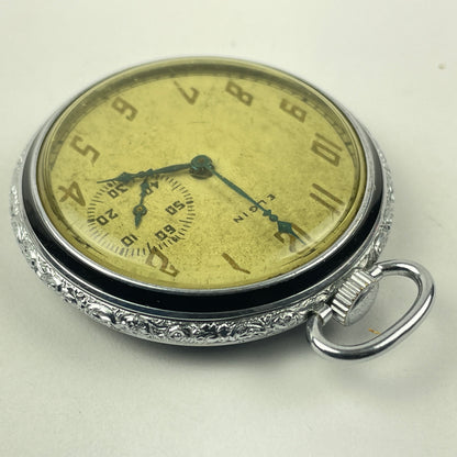 Lot 101- Elgin 12 Size Black Enamel Art Deco Pocket Watch