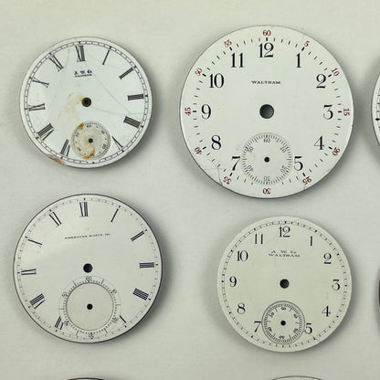 Apr Lot 26- Waltham Assortment of 12 Enamel Pocket Watch Dials