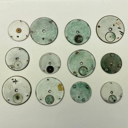 Apr Lot 26- Waltham Assortment of 12 Enamel Pocket Watch Dials