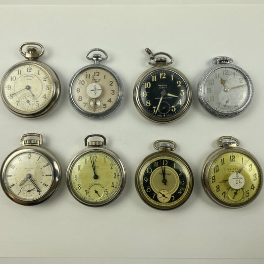 Apr Lot 44-American Assortment of Eight Dollar Pocket Watches