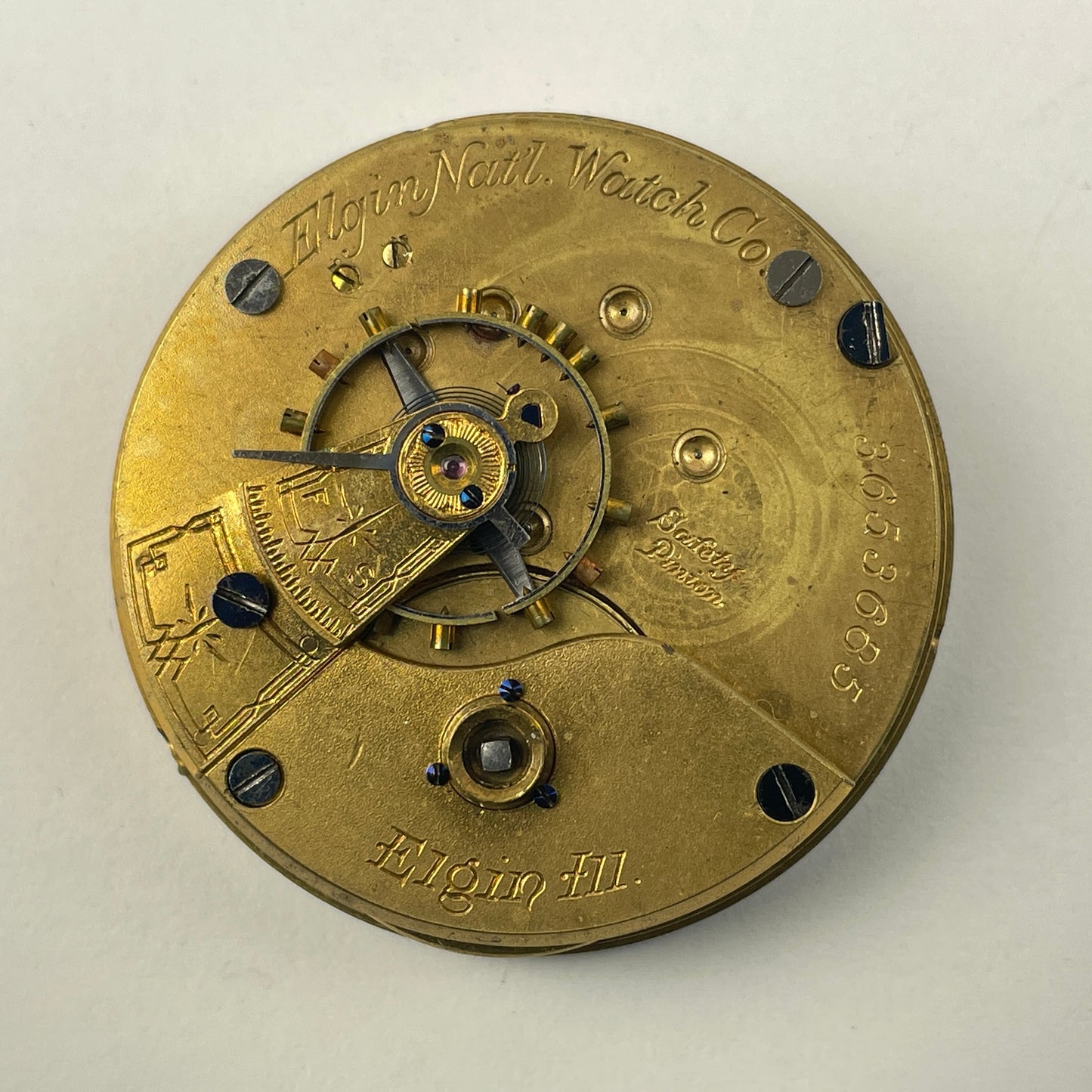 Apr Lot 56- Elgin 18 Size Key Wind & Key Set 7 Jewel Gilt Pocket Watch Movement