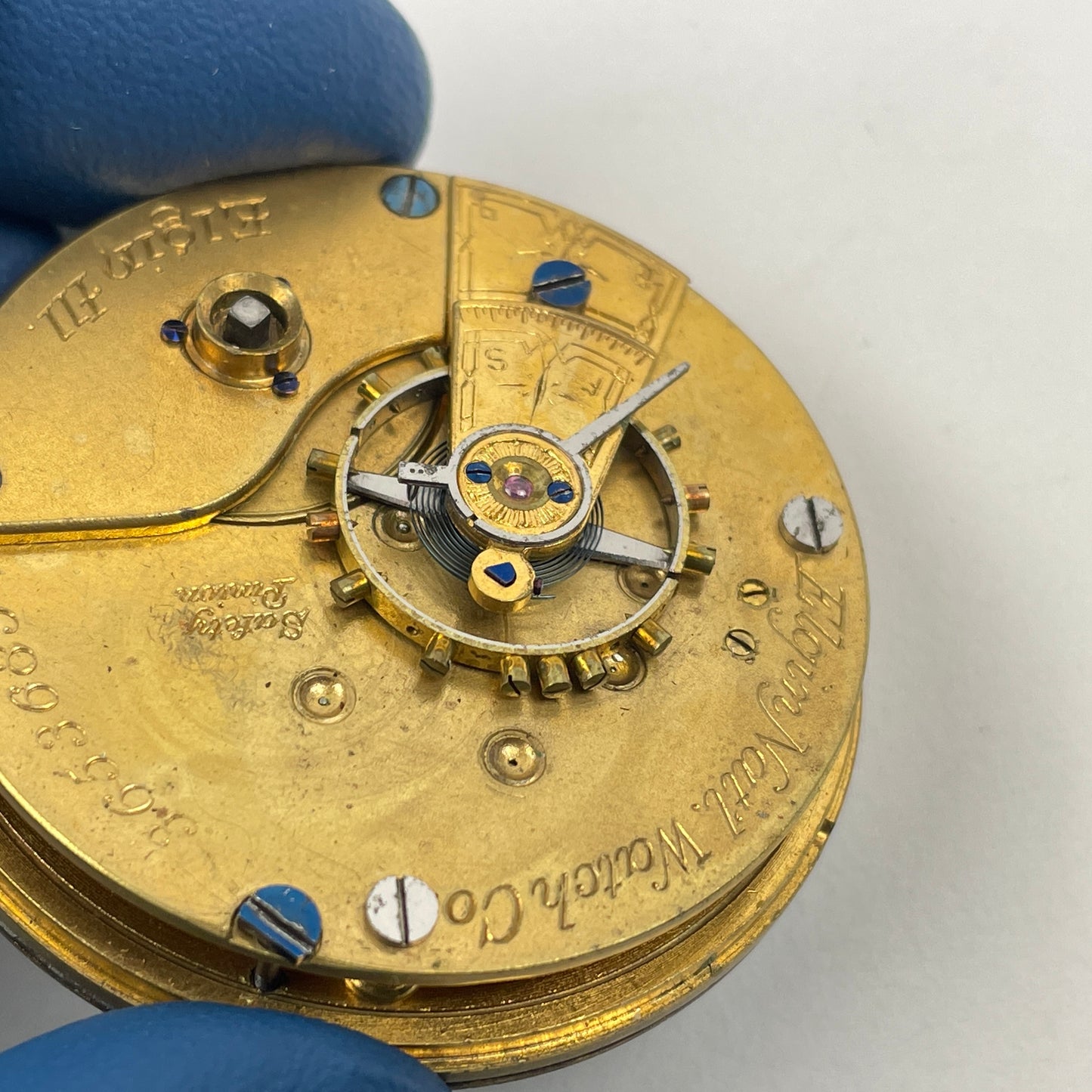 Apr Lot 56- Elgin 18 Size Key Wind & Key Set 7 Jewel Gilt Pocket Watch Movement