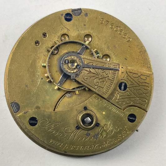 Apr Lot 85- Waltham 18 Size Model 1857 Key Wind & Set 7 Jewel Pocket Watch Movement