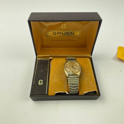 Apr Lot 10- Gruen Men’s Vintage Mechanical 17 Jewel Boxed Wristwatch