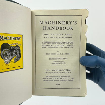 Apr Lot 129- Machinery’s Handbook 13th Edition