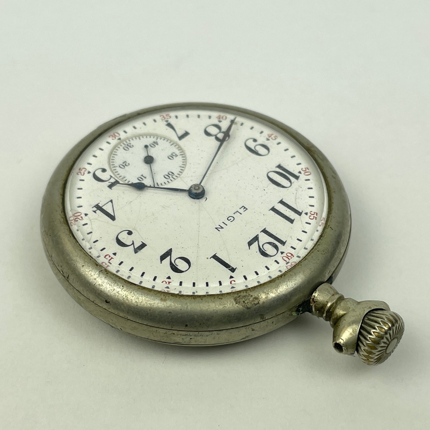 Lot 10- Elgin 16 Size Open Face Nickel Pocket Watch