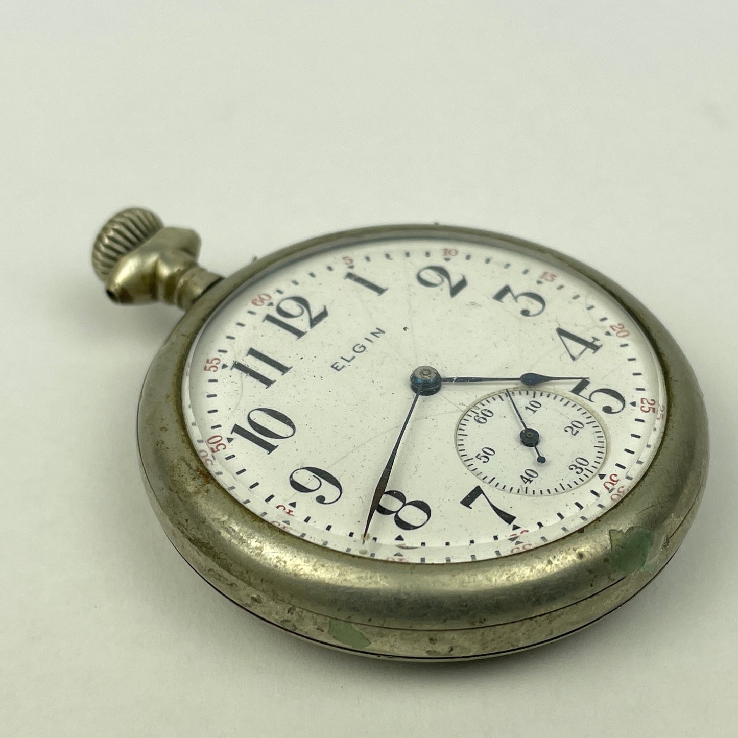 Lot 10- Elgin 16 Size Open Face Nickel Pocket Watch