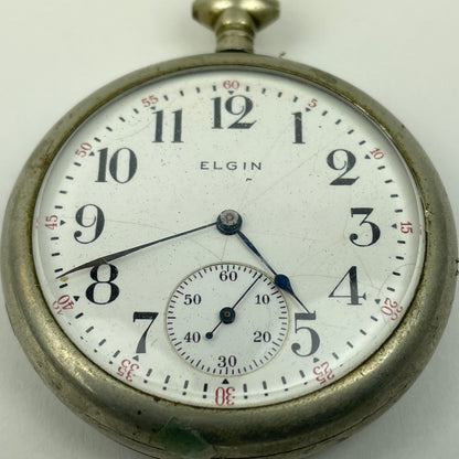 Lot 10- Elgin 16 Size Open Face Nickel Pocket Watch