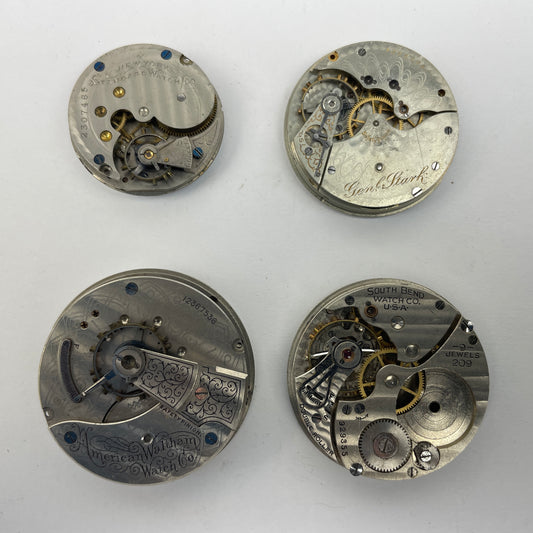 Lot 85- South Bend, Waltham, Hampden 7 N., Y. Standard Pocket Watch Movements