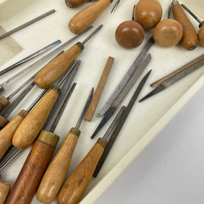 Lot 112- Watchmaker’s & Engraver's Wood Handles, Gravers & Pointed Steel Shaft Awls