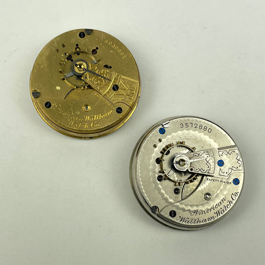 Lot 117- Waltham 18 Size Gilt & Nickel Pocket Watch Movements