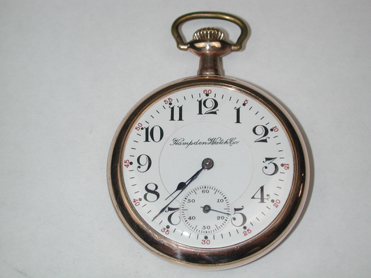 Hampden 16 Size 21 Jewel Grade 105 Railroad Open Face Pocket Watch