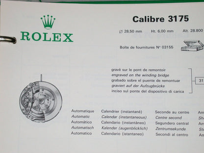 Rolex Movement and Spare Parts Catalogue (Volume R7)