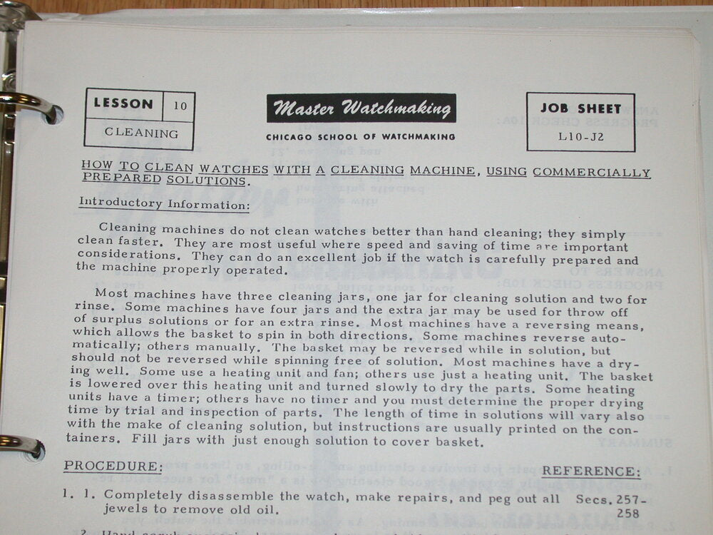 Chicago School of Watchmaking Course, Volumes 1-33