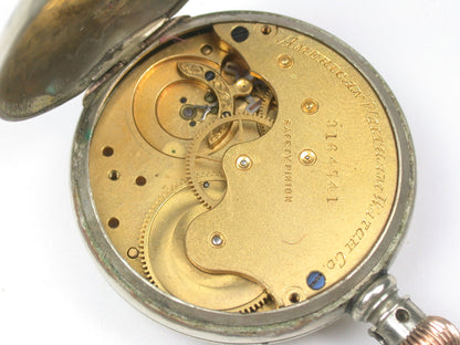 Lot 8- Three American & Swiss Silver & Metal Lapel or Ladies' Pocket Watches