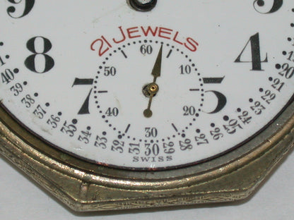 Lot 14- Swiss 17 Ligne Octagon Open Face Pocket Watch