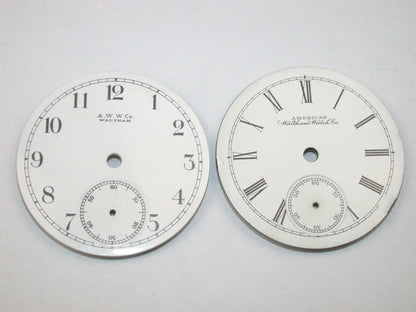 Lot 31- Waltham 10, 12, 16 & 18 Size Pocket Watch Enamel Dials