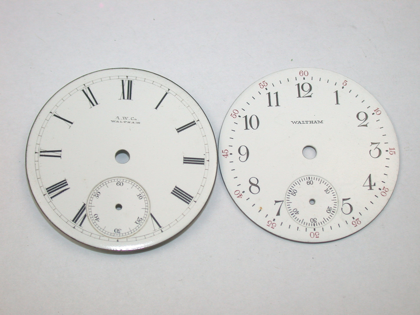 Lot 31- Waltham 10, 12, 16 & 18 Size Pocket Watch Enamel Dials
