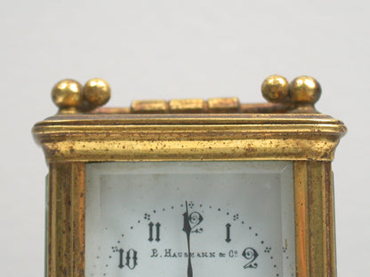 Lot 7- French Miniature Time & Alarm, Brass & Glass Carriage Clock