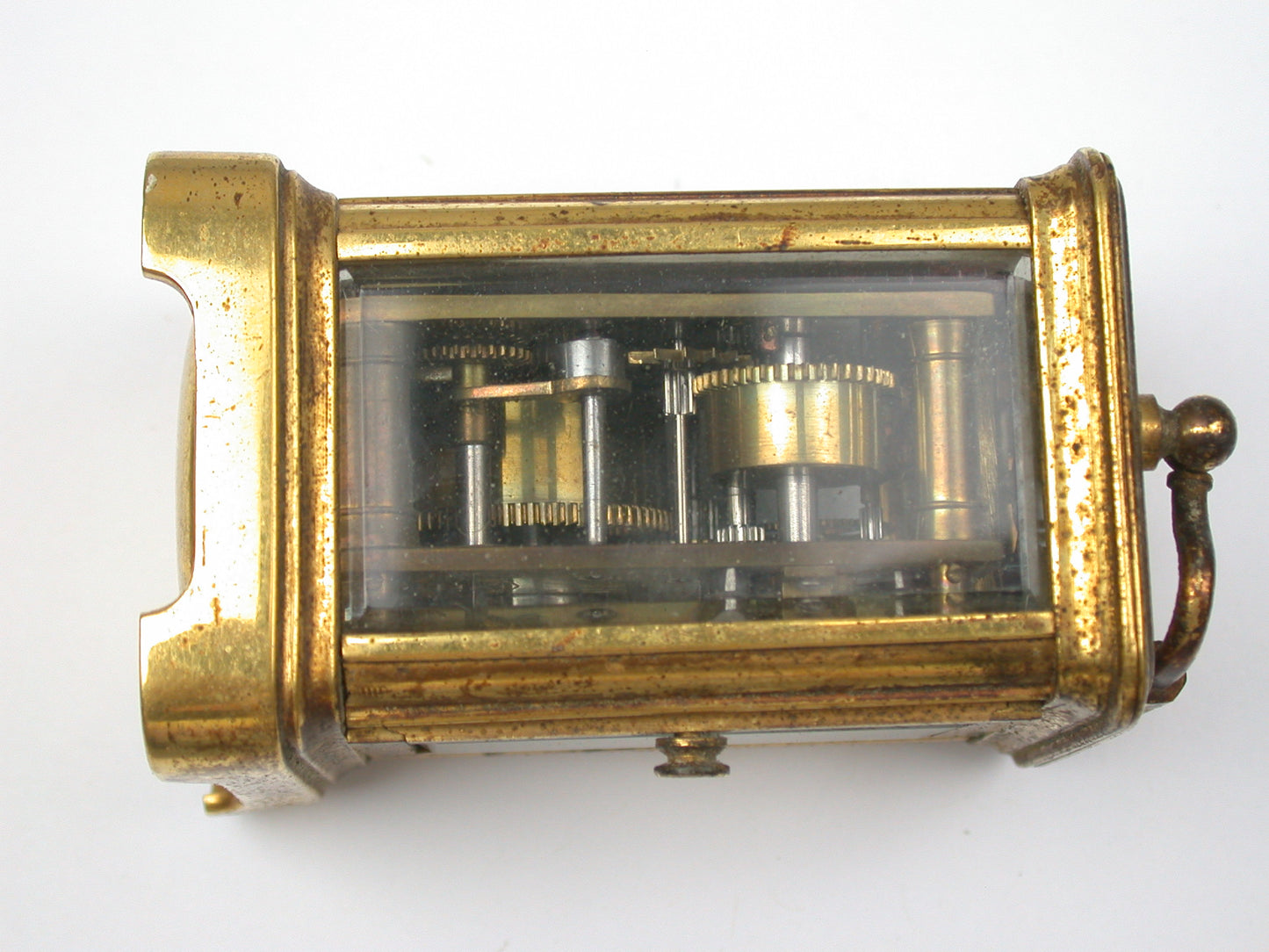 Lot 7- French Miniature Time & Alarm, Brass & Glass Carriage Clock