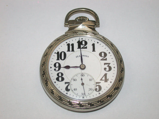 Illinois 16 Size Bunn Special Pocket Watch in Bull Dog Style White Railroad Case
