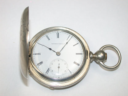 Elgin 18 Size Coin Silver Hunting Key Wind and Key Set Pocket Watch