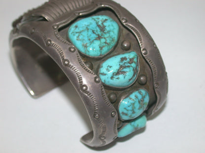 Rare “BENNY TOUCHINE” Navajo Turquoise Sterling Silver Watch Band & Watch